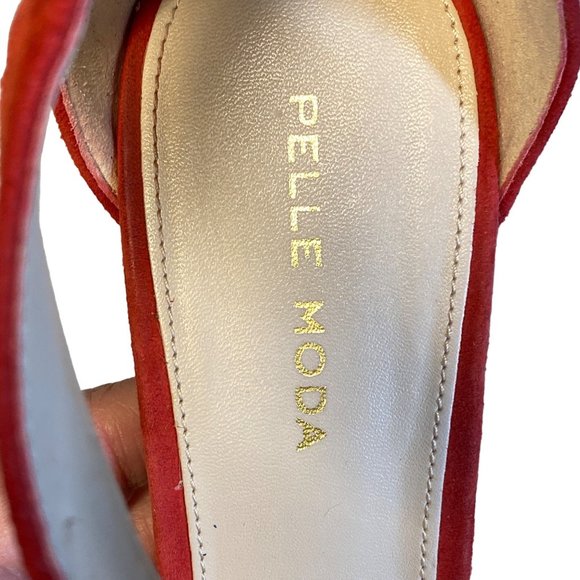 pelle moda pink/red Berlin Toe Block Heel Suede Ankle Strap Dress Sandals 7.5 - Picture 12 of 14